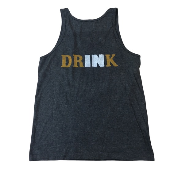 The Drink Dark Charcoal Gray Indiana Beer Drink Graphic Tank Top Size Small - Picture 2 of 6